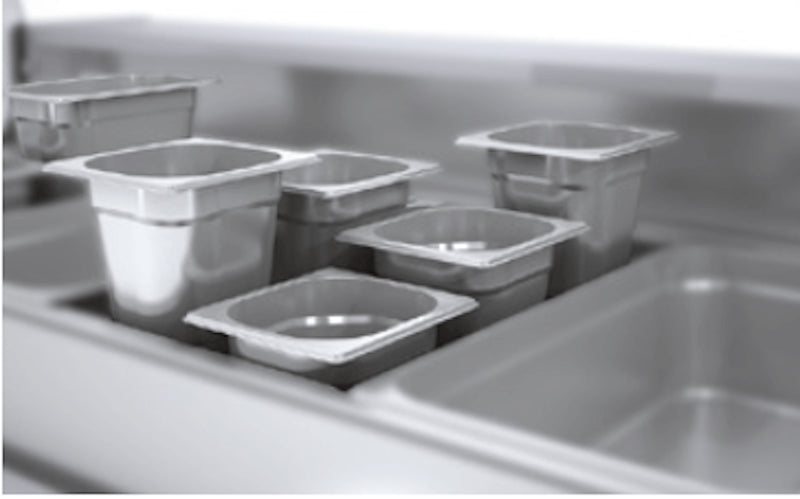 Vitrina refrigerada para ingredientes con cubetas cristal curvo fondo 108 CORECO CVE - 10 - C - ES - FrigeriaHosteleria.com