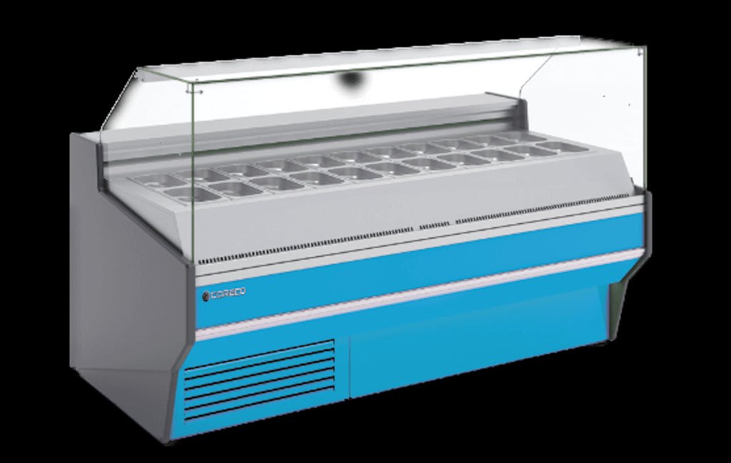 Vitrina refrigerada para ingredientes con cubetas cristal recto fondo 108 CORECO CVE - 10 - RR - ES - FrigeriaHosteleria.com