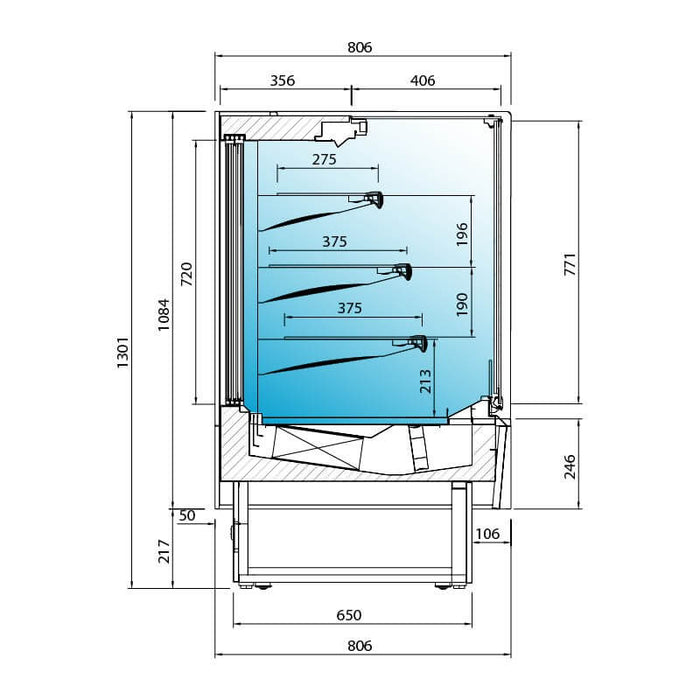 Vitrina refrigerada pastelería cristal recto INFRICO VBR - PR Ambar - FrigeriaHosteleria.com