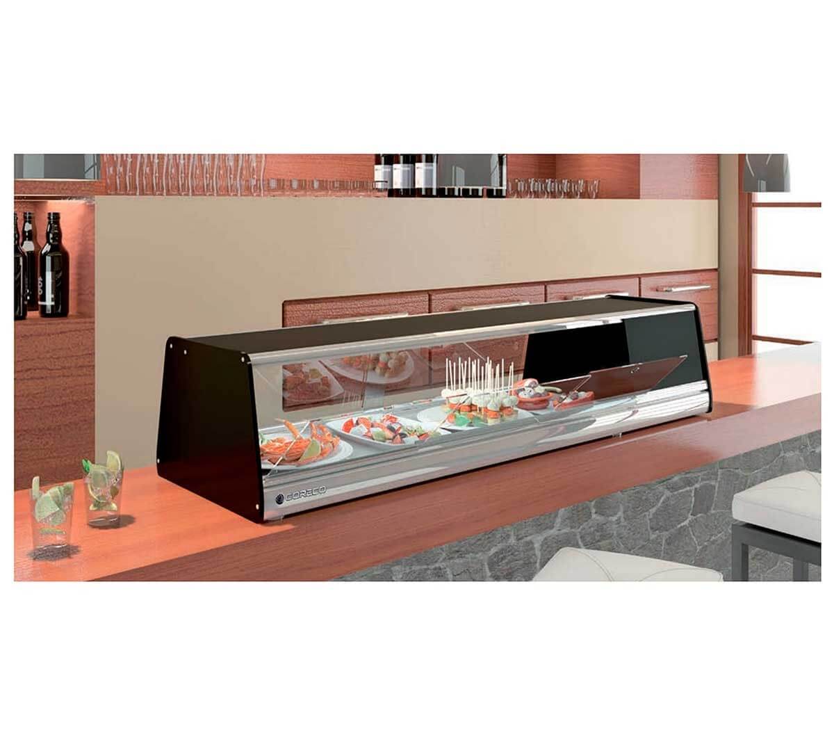 Vitrina refrigerada Sushi con cubetas 1/3 cristal recto Coreco BPCS - I - FrigeriaHosteleria.com