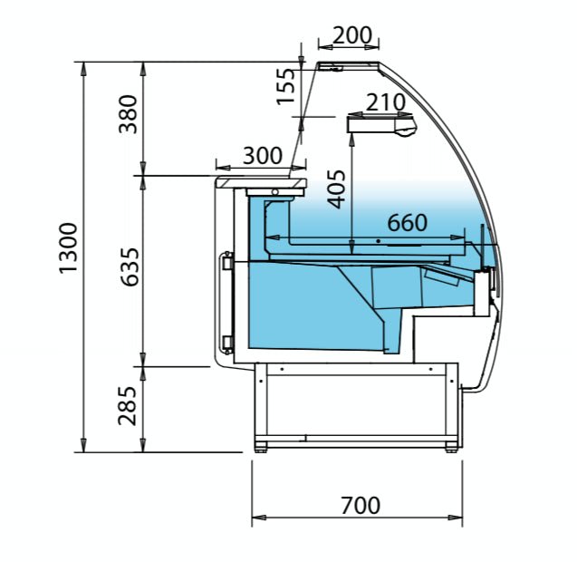 Vitrina refrigerada ventilada con almacén cristal curvo INFRICO Marbella VMB - RU - FrigeriaHosteleria.com