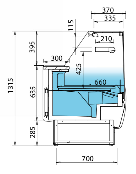 Vitrina refrigerada ventilada con almacén cristal recto INFRICO Marbella VMB-RUP